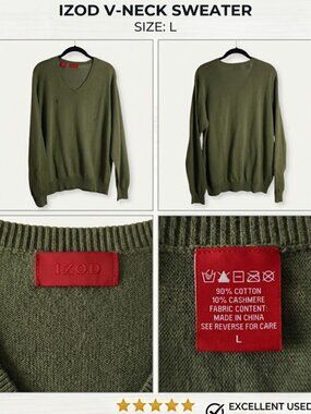 IZOD V-NECK SWEATER SIZE: L